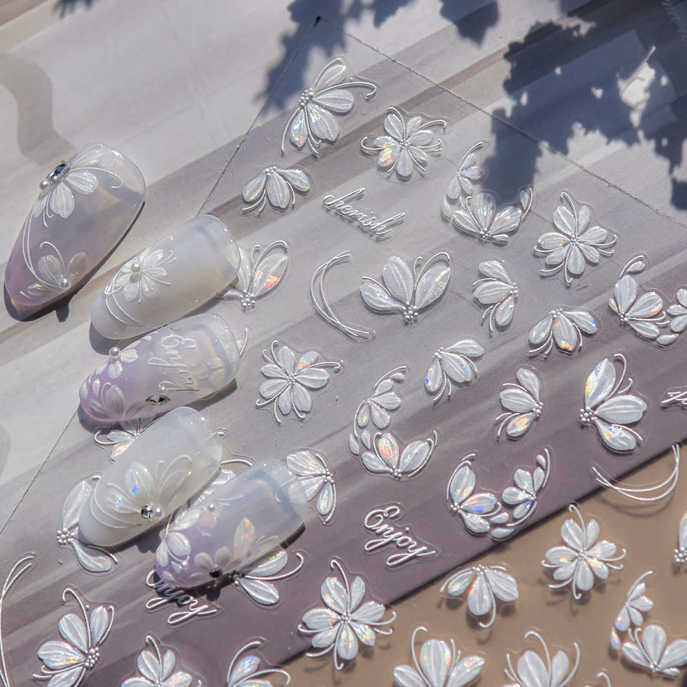 Shiny Cherokee Rose Golden Cherry Blossom Cherish Enjoy Flower Line Petal Delicate Self Adhesive Nail Art Sticker Manicure Decal (ONLINE ORDER ONLY)