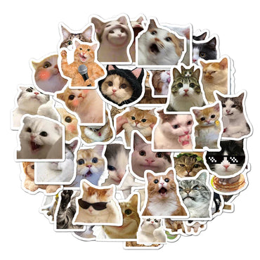 10/30/50pcs Kawaii Cat Mood Meme Stickers Cartoon Decals Aesthetic Phone Laptop Skateboard Decoration Waterproof Sticker Kid Toy (ONLINE ORDER ONLY)
