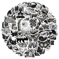 Black White Cartoon Stickers for Skateboard, Guitar, Suitcase, Freezer - 10/30/60PCS (Online Order Only)