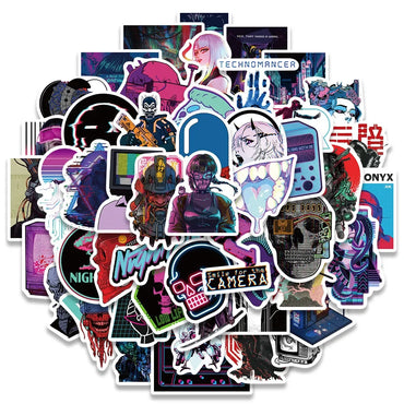 10/25/50Pcs Cartoon Cool Cyberpunk Sticker Packs (ONLINE ORDER ONLY)