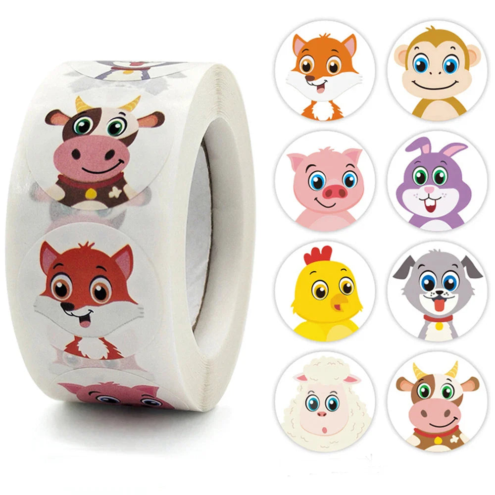 100-500pcs Reward Encouraging Graphic Stationery Animal Sticker Kindergarten School Students Child Teacher Cartoon Cute Sticker (ONLINE ORDER ONLY)