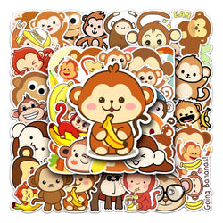 50Pcs Little Monkey Cartoon Waterproof Vinyl Stickers for Skateboard Snowboard (Online Order Only)