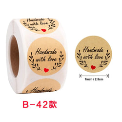 50-500pcs Round Natural Kraft Handmade Thank You Stickers Scrapbooking For Gift Baking Package Adhesive Sticker Seal Labels (ONLINE ORDER ONLY)