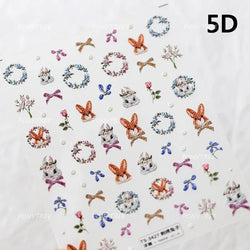 Poker Cards Mr Rabbit Tilted Teacup Bunny Cup Heart Star Block Bow Tie Hot Stamping Adhesive Nail Art Stickers Manicure Decals (ONLINE ORDER ONLY)