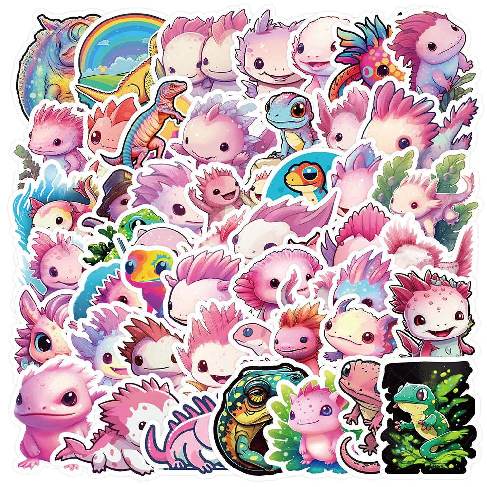 Axolotl Cartoon Animal Stickers - 10/30/50pcs for Laptop, Notebook, Fridge, Suitcase (ONLINE ORDER ONLY)
