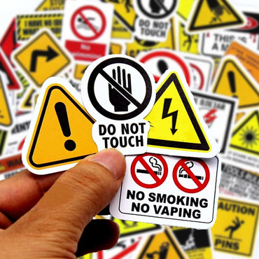 10/50/100PCS Warning Pattern Sign Stickers Pack DIY Skateboard Motorcycle Suitcase Stationery Decals Decor Phone Laptop Toys (ONLINE ORDER ONLY)