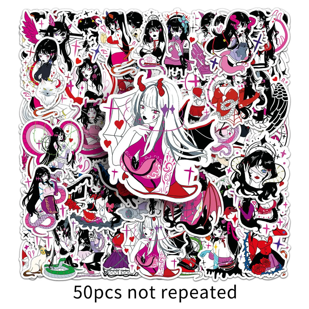 Gothic Devil Girl Stickers for Phone Laptop Luggage Skateboard Kids Toy (ONLINE ORDER ONLY)