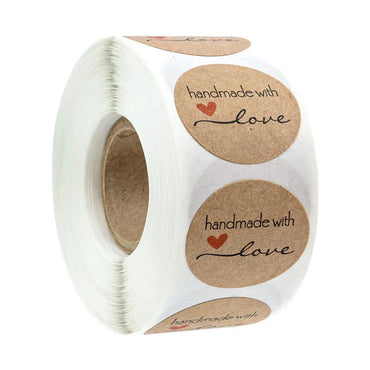 100-500pcs Kraft Paper Sticker Homemade With Love Stickers Scrapbooking For Envelope And Package Seal Labels Stationery Handmade (Online Order Only)