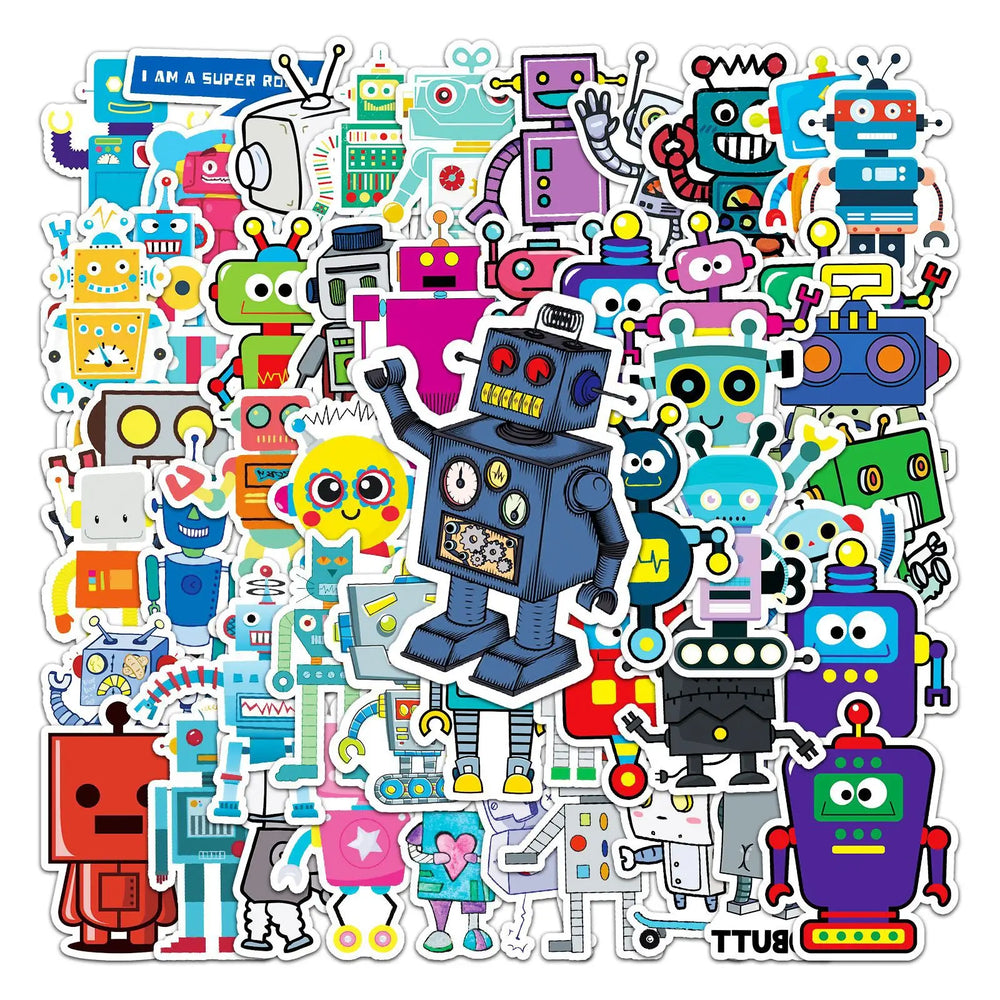 Robot Kawaii Graffiti Stickers Waterproof Cartoon for Laptop Skateboard Luggage Toy Wholesale (ONLINE ORDER ONLY)