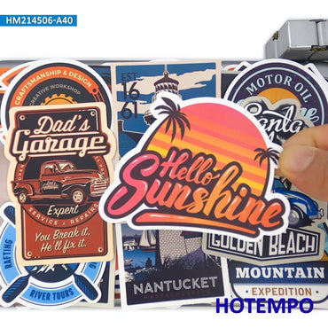 20/30/46Pieces Retro Travel Poster Art Landscape Adventure Slogan Stickers for Phone Laptop Luggage Bike Motorcycle Car Sticker (Online Order Only)