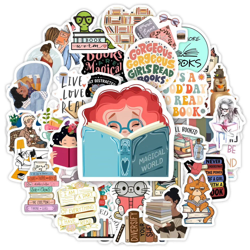 Reading Book Stickers for Students School Season Gifts Scrapbooking Notebooks DIY Laptop Phone Bottle Kids Waterproof (ONLINE ORDER ONLY)