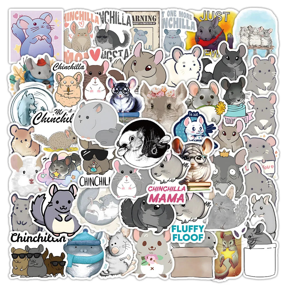 10/30/53PCS Chinchilla Cartoon Stickers Mouse Graffiti Sticker Animal Decoration Laptop Phone Guitar Car Bike Skateboard Decals (ONLINE ORDER ONLY)
