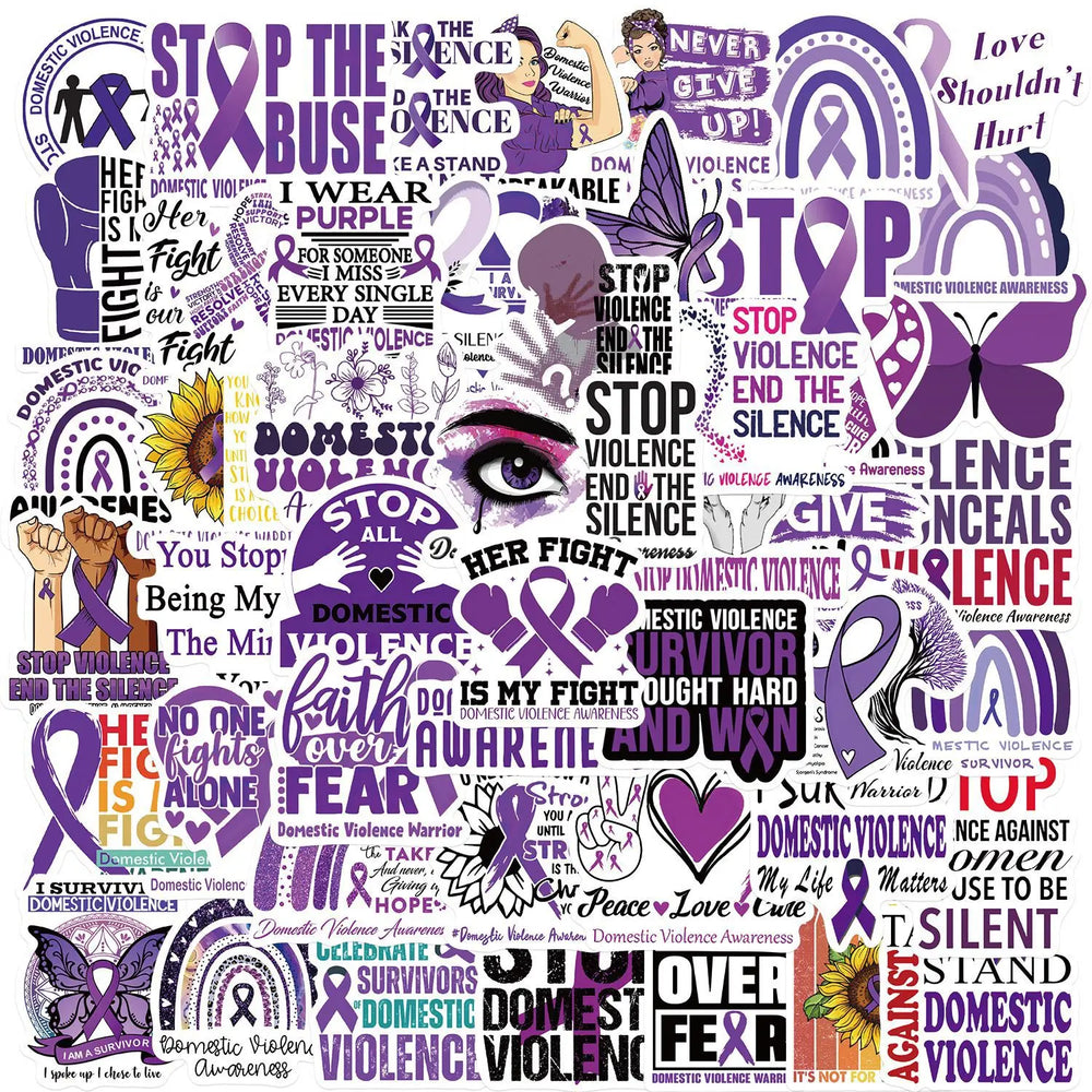 Preventing Domestic Violence Graffiti Stickers Waterproof Skateboard Laptop Car 10/30/50pcs (ONLINE ORDER ONLY)