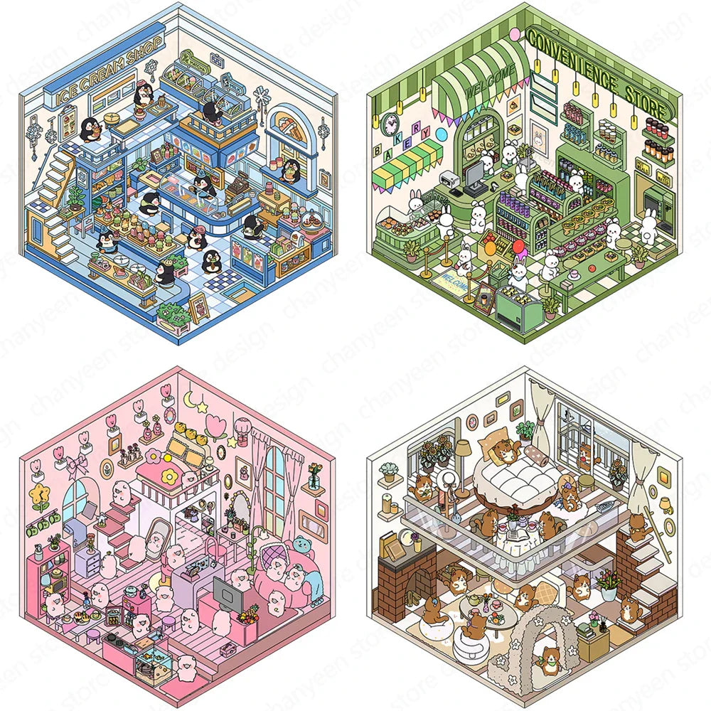 Kawaii 3D Cartoon Landscaping Stickers Christmas Gift for Children (ONLINE ORDER ONLY)
