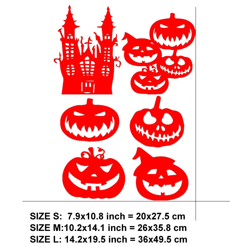 6pcs Halloween Decorative Stickers Castle Pumpkin Lantern Ghost Skull Waterproof  High Quality decal for  car ,window Stickers (ONLINE ORDER ONLY)