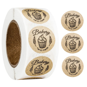 100-500pcs Kraft Paper "bakery"hand Made Stickers Scrapbooking For Cookie Boxes Seal Labels Sticker Cute Stationery Sticker 1in (ONLINE ORDER ONLY)
