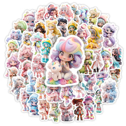 Cute Kawaii Doll Stickers Princess Girl DIY Kid Toy Gift Decal for Phones Laptops Cup Scrapbooking Luggage Decorative Waterproof (ONLINE ORDER ONLY)