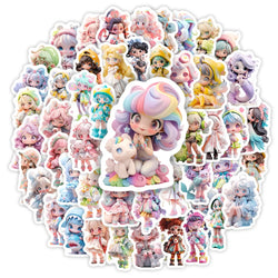 Cute Kawaii Doll Stickers Princess Girl DIY Kid Toy Gift Decal for Phones Laptops Cup Scrapbooking Luggage Decorative Waterproof (ONLINE ORDER ONLY)