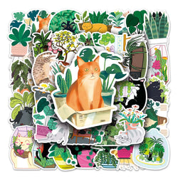 50Pcs Cat Flower Cartoon Waterproof Vinyl Stickers for Skateboard Snowboard (ONLINE ORDER ONLY)