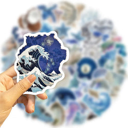 10/30/50PCS Silver Blue Sea PVC Sticker Aesthetic Decoration Scrapbooking Korean Stationery Hand Accounting Supplies for Kids (ONLINE ORDER ONLY)