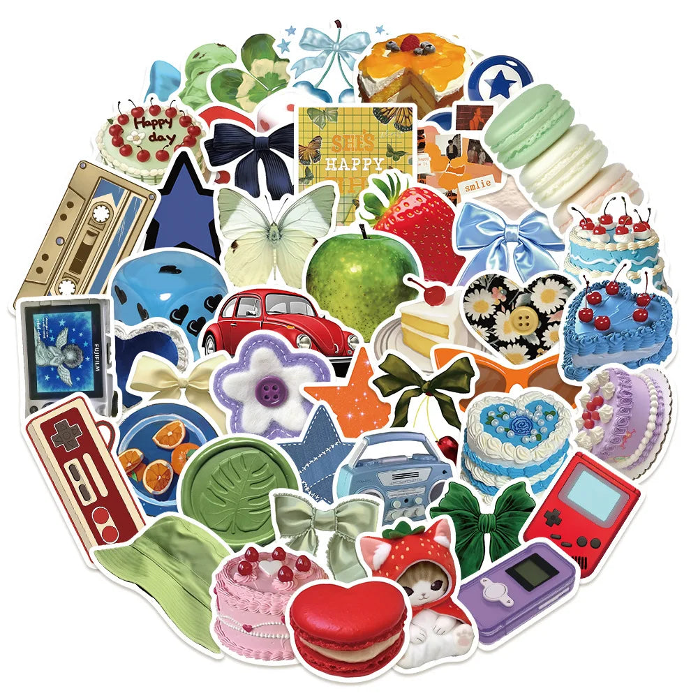 Cute Cartoon Stickers 10/30/50pcs Aesthetic Decals for Notebook, Skateboard, Suitcase, Phone, Fridge (ONLINE ORDER ONLY)