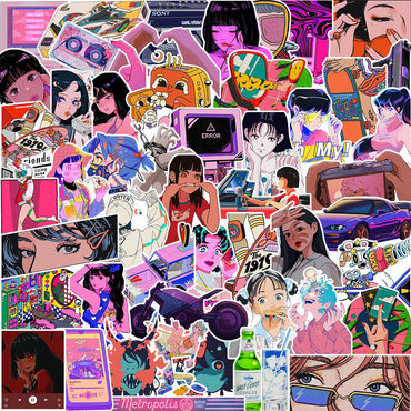 10/30/50PCS Cute Cool Grils Graffiti Stickers For Skateboard Phone Laptop Scrapbook Suitcase PVC Waterproof Decals Kids DIY Toys (Online Order Only)