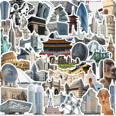 10/30/65pcs World Famous Buildings Stickers Aesthetic City Landmark Decals Decoration on Phone Suitcase Laptop Luggage Toy (ONLINE ORDER ONLY)