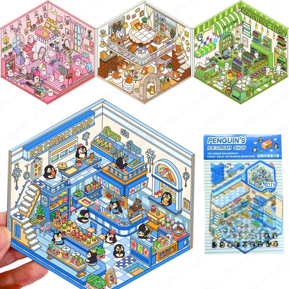 Kawaii 3D Cartoon Landscaping Stickers Christmas Gift for Children (ONLINE ORDER ONLY)