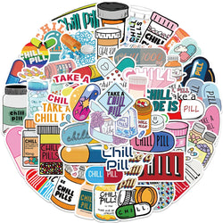 Cartoon Pharmacist Pill Stickers Waterproof Decals for Laptop Phone Luggage Bike (ONLINE ORDER ONLY)