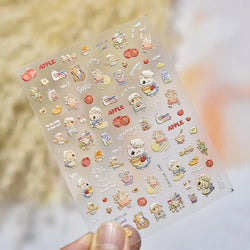 Sweater Glovesvacuum Cup Milk Fallen Leaves Kitten Adhesive Nail Art Stickers Warm Suitpinecone Kitchenware Cat Manicure Decals (ONLINE ORDER ONLY)