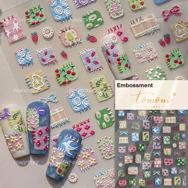 Mini Fruit Cherry Charming Strawberry Ribbon Line Bowknot Jelly Charming Chic Self Adhesive Nail Art Stickers Manicure Decals (ONLINE ORDER ONLY)