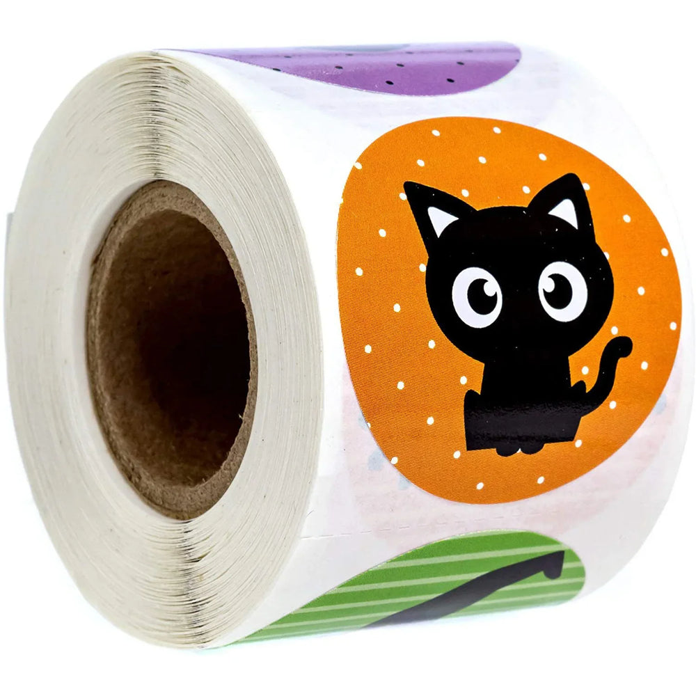 500pcs/Roll Halloween Horror Cartoon Round Sealing Stickers DIY PVC Laptop Decals Decoration Stiker Reward Gift Toys (Online Order Only)