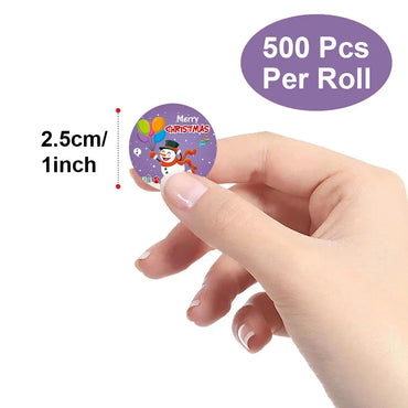 100-500pcs Merry Christmas Sticker Party Stickers Christmas Party Decoration Sticker New Year Gift Box Seal Baking Cake Sticker (Online Order Only)