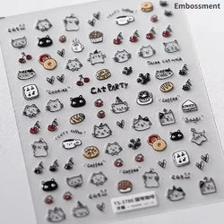 Cute Cat Eye Fishbone Animals Leopard Cat Ginger Cat Kitten Exclamation Point Paw Self Adhesive Nail Art Sticker Manicure Decals (ONLINE ORDER ONLY)