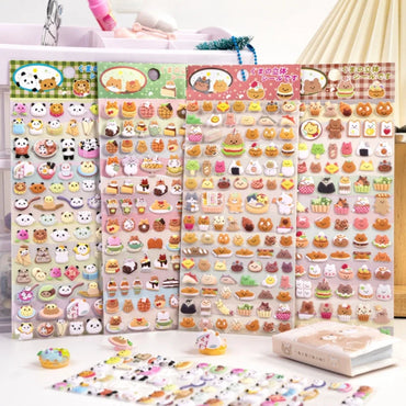4 pcs/lot Cute Bears Dessert Food 3D Puffy Stickers Adhesive Sticker DIY Diary Stationery Sticker Gift School Office Supplies (ONLINE ORDER ONLY)