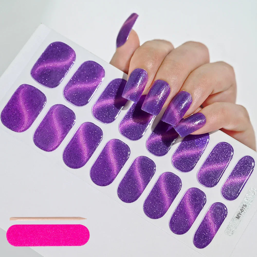 Nude Pink French Semi-Cured Gel Nail Patch Slider Adhesive Waterproof Long Lasting Full Cover Gel Nail Sticker UV Lamp Needed *^ (ONLINE ORDER ONLY)