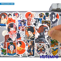50Pieces Japanese Geisha Ukiyoe Tattoo Ninja Girl Funny Stickers for Phone Luggage Motorcycle Car Skateboard Bike Laptop Sticker (ONLINE ORDER ONLY)