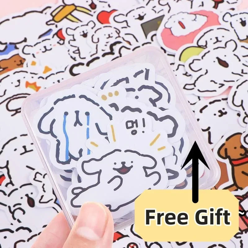 10/50/100PCS Cartoon Cute Line Dog In The Book Stickers DIY Toy Laptop Luggage Skateboard Suitcase Guitar Graffiti Decal Sticker (ONLINE ORDER ONLY)