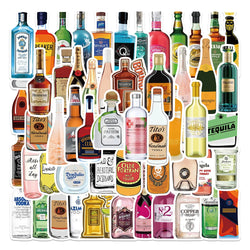 50/67pcs Alcohol Wine Bottle Vintage Beer Stickers for Ipad Scrapbooking Material Adesivos Journal Sticker Scrapbooking Supplies (ONLINE ORDER ONLY)