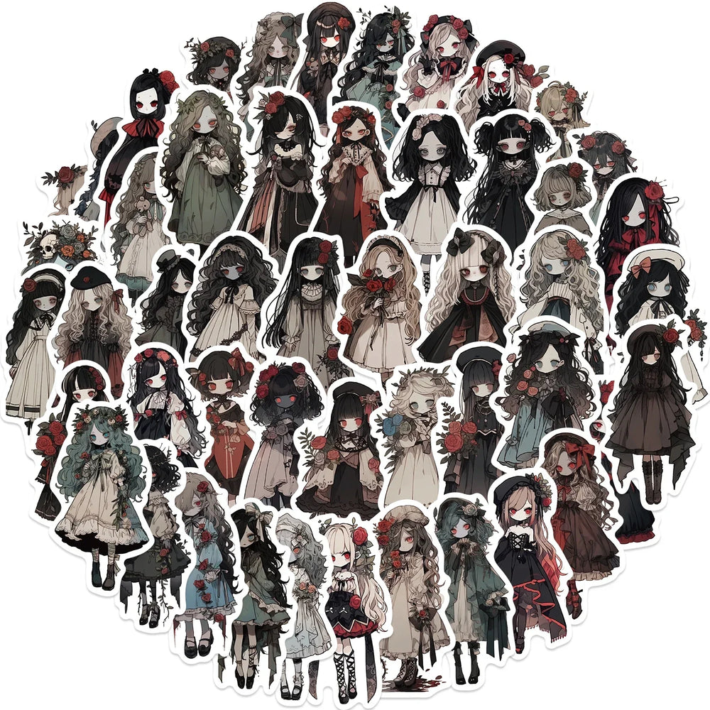 Vampire Girl Stickers 50Pcs Horror Anime Decals Waterproof for Laptop Luggage Skateboard (Online Order Only)