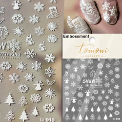 Dressy Embossment Colorful Gradient Snowflakes Laser Silver Christmas Tree Winter Bowknot Santa Nail Art Stickers Manicure Decal (Online Order Only)