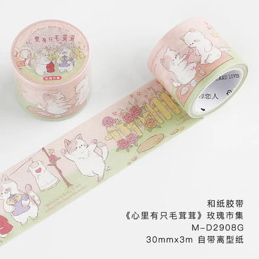 3cm*3m Kawaii Cartoon Washi tape Stickers Creativity Stick Labels Junk Journal Scrapbooking material Masking tape (ONLINE ORDER ONLY)
