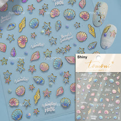Shiny Colourful Marine Shell Starfish Ocean Elements Star Water Bubbles Star Conch Underwater Nail Art Stickers Manicure Decals (ONLINE ORDER ONLY)