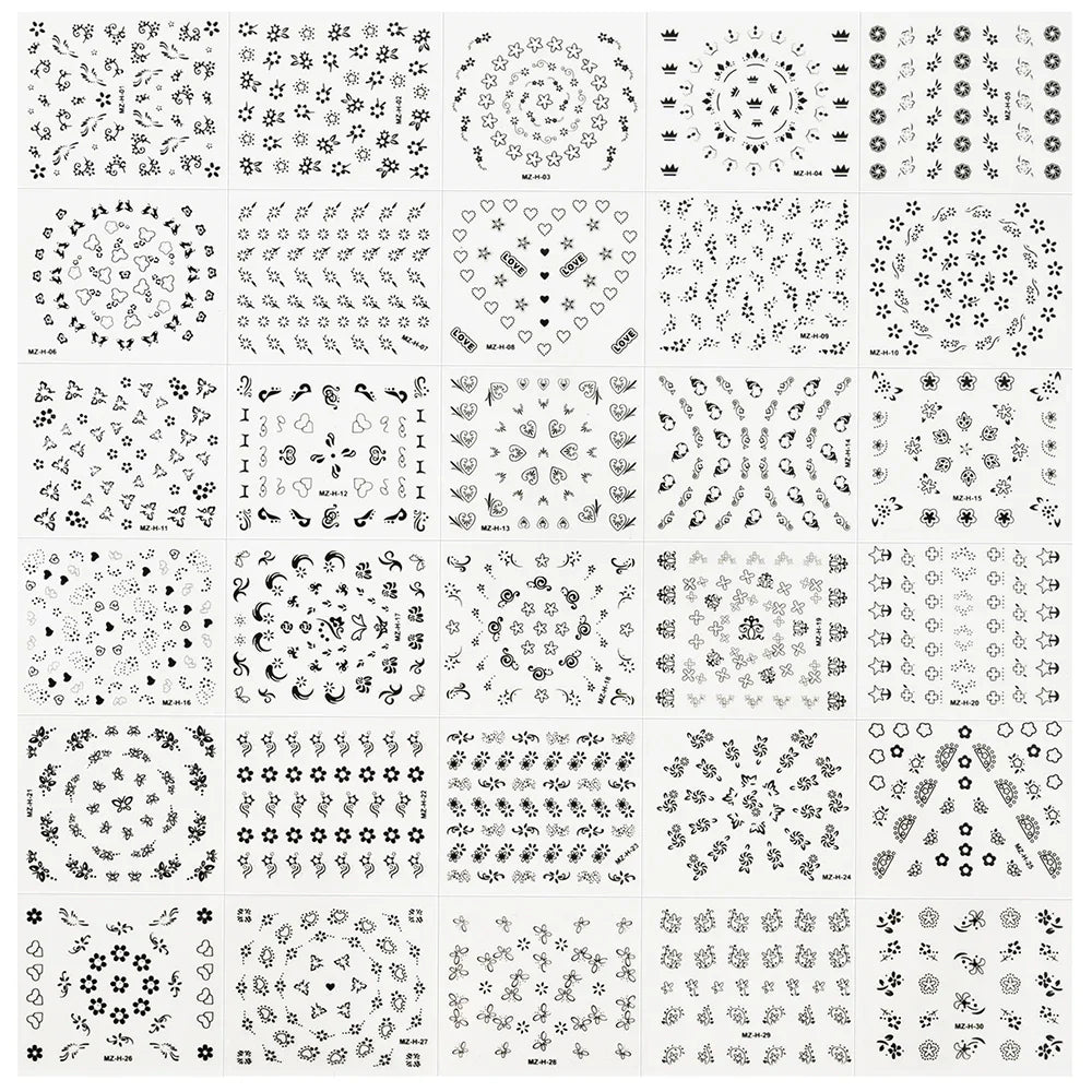 30pcs Children's Cartoon Rabbit Nail Stickers with Sequins and Glitter Colorful Flowers DIY Decal Kid Toy Kawaii Girl Ornaments* (ONLINE ORDER ONLY)