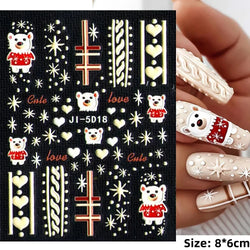 Cute Deer Christmas Nail Stickers 5D Embossed Elk Star Gingerbread Man Snowflake Santa Claus Holly DIY Winter Engraved Manicure* (ONLINE ORDER ONLY)