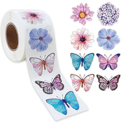 500Pcs /1 Rolls 2.5cm/1inch Butterfly Flower Shaped Sticker Decoration Gift Box Sticker Label Stationery Sticker (ONLINE ORDER ONLY)