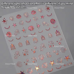Blue Butterfly Planet Star Conch Snake Shell Clam Pearl Whale Jellyfish Moon Adhesive Nail Art Stickers Dreamy Manicure Decals (Online Order Only)