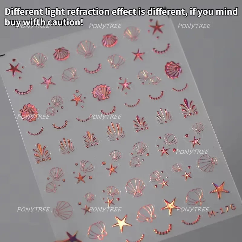 Colourful Star Moon Curved Line Arc Necklace Love Heart Hanging in The Air Starry Night Adhesive Nail Art Sticker Manicure Decal (Online Order Only)