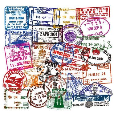 10/30/50PCS Retro Transparent Postmark Stickers DIY Travel Luggage Suitcase Guitar Laptop Waterproof Cool Car Stickers Kid Toy (ONLINE ORDER ONLY)