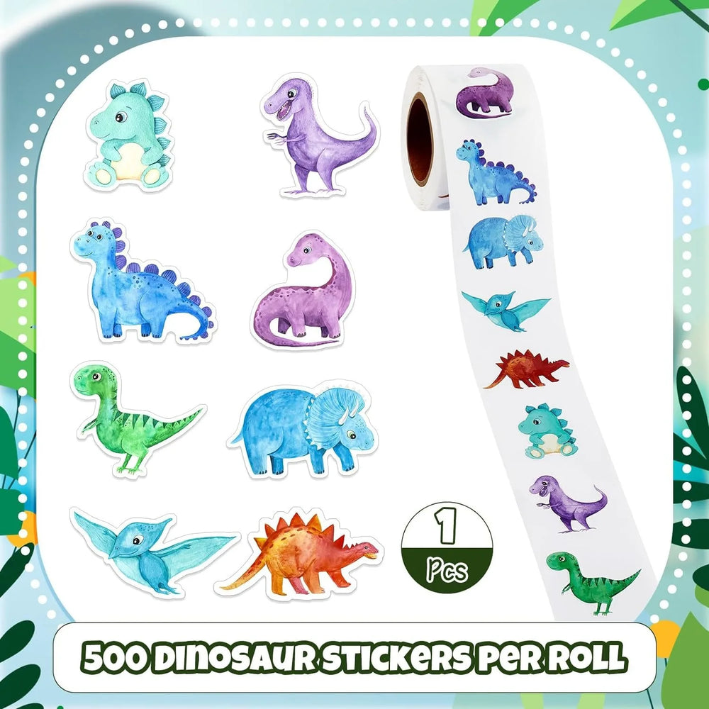 500Pcs /1 Rolls 2.5cm/1inch Dinosaur Animal Anomaly Shaped Sticker Decoration Gift Box Sticker Label Stationery Sticker (ONLINE ORDER ONLY)